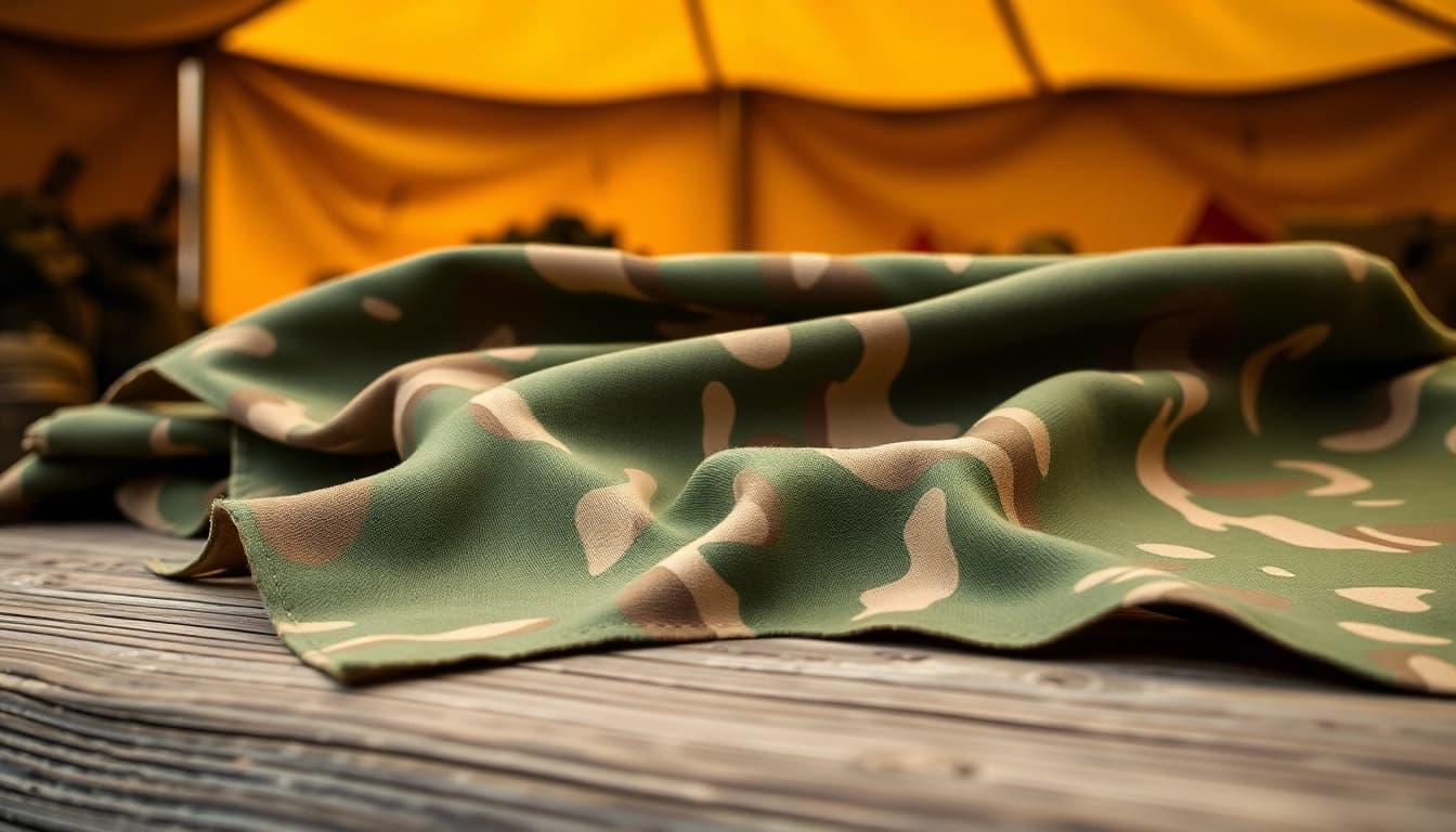 Stijlvolle stoffen met army print katoen in verschillende patronen en texturen voor mode