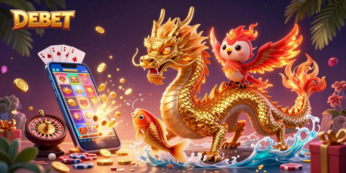 Play exciting games at DEBET with vibrant fantasy characters in an immersive casino environment.