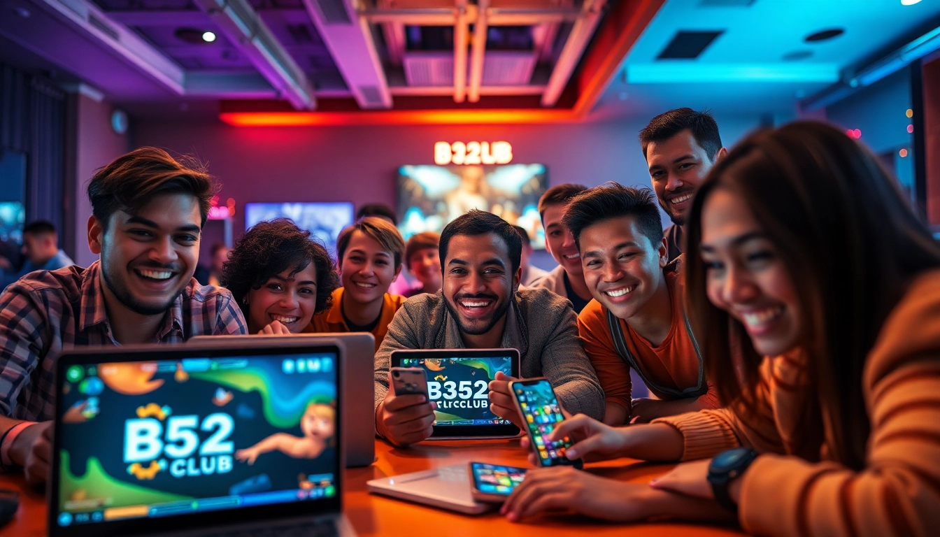 Players enjoying B52Club's online gaming platform, showcasing excitement and community.
