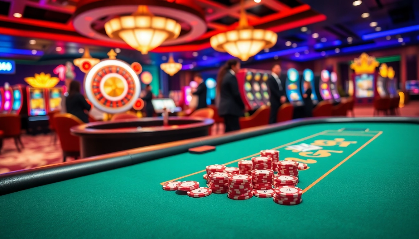 GG88 poker table setup with vibrant chips and cards, evoking excitement in a luxurious casino.