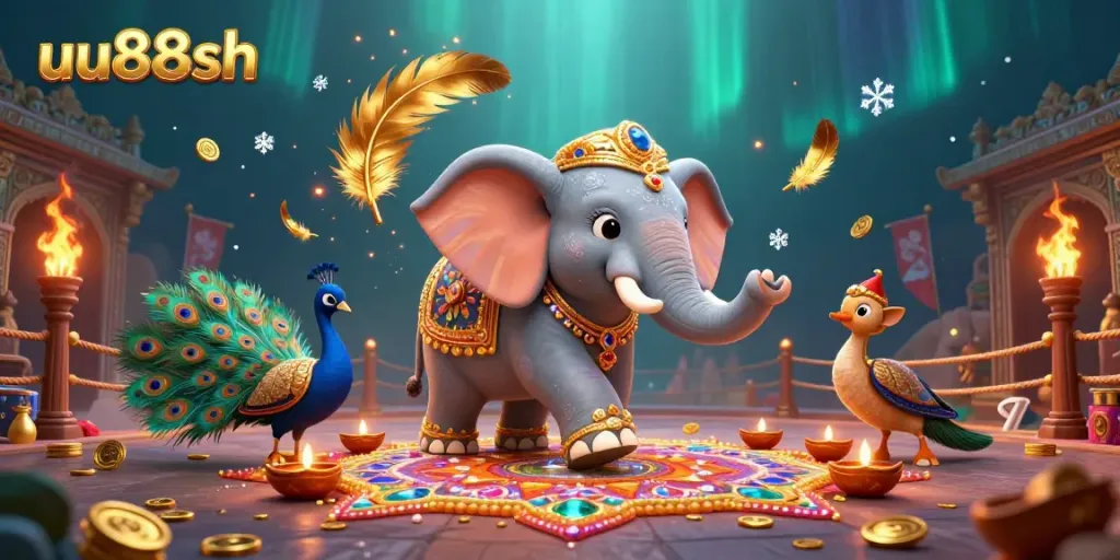 Experience thrilling gameplay at uu88sh with vibrant casino elements, featuring a colorful Diwali-themed scene.