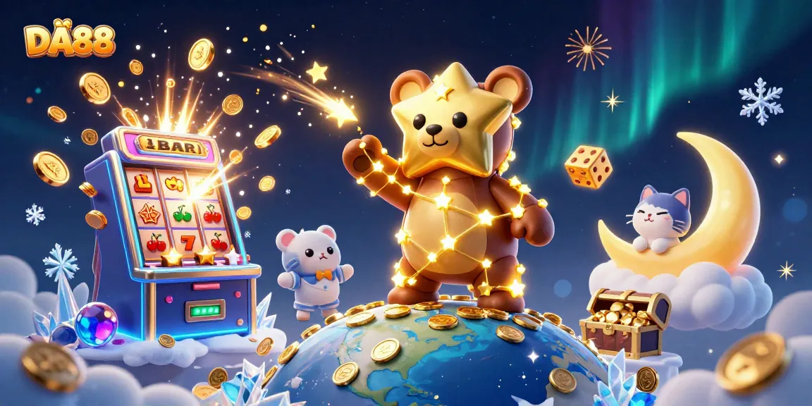 Engage in exciting gameplay with DA88's vibrant casino scene featuring characters and jackpot symbols.