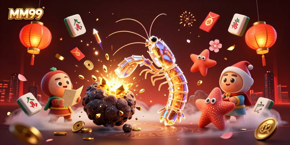 Experience thrilling gaming action with MM99 in a vibrant, dynamic casino scene.