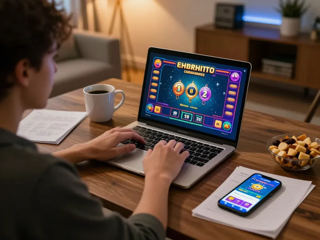 Engaging in an exciting session of 88 bet online gaming on a laptop, showcasing strategy notes and a vibrant game interface.