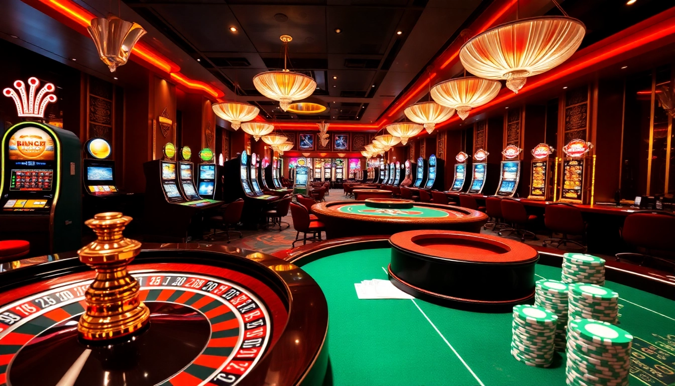Engage in thrilling gambling with rr88 chính thức at a luxurious casino setting featuring poker and roulette.