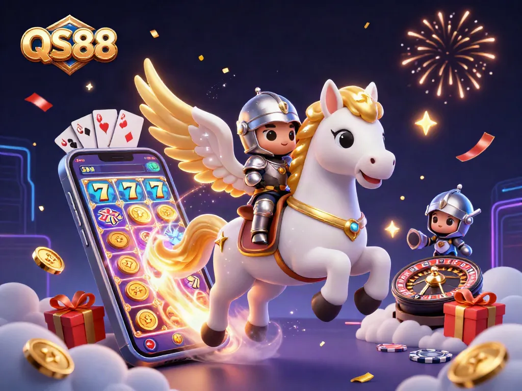 Experience exciting gameplay at QS88 with colorful slot machines and festive casino elements