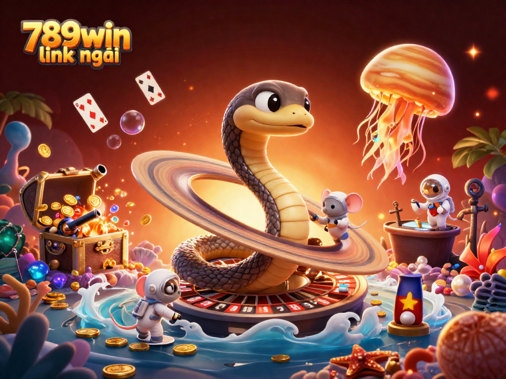 Experience thrilling cosmic betting with 789win link mới in this vibrant, detailed 3D casino illustration.