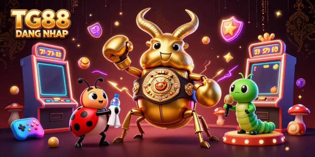 Engage with TG88 DANG NHAP in an exciting casino environment featuring a brave stag beetle champion.