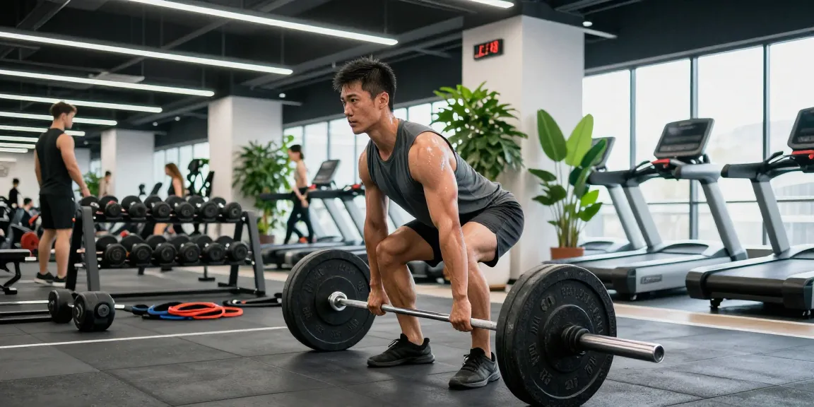 Prime Pharma Steroiden in action at a dynamic gym scene featuring a dedicated athlete performing a deadlift, surrounded by fitness equipment.