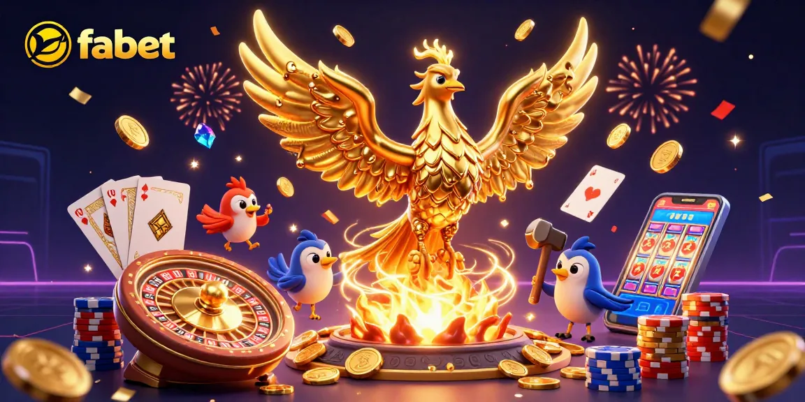 Play exciting games at FABET with a golden phoenix and sparks of fortune in action.