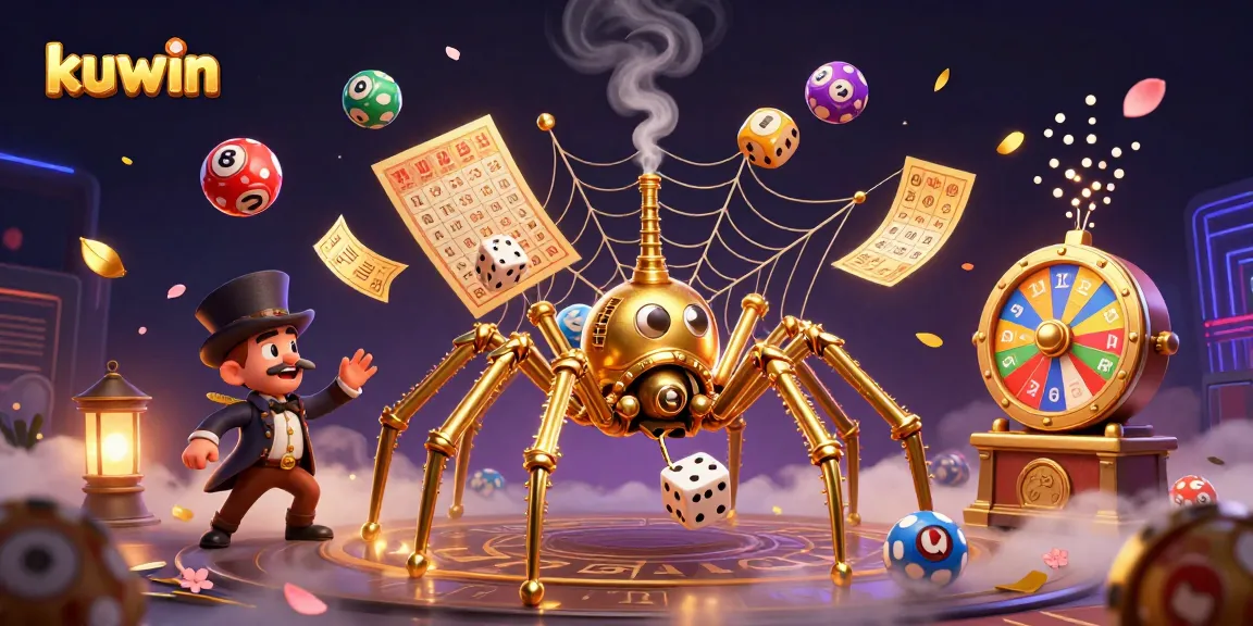Kuwin players engaging with dynamic lottery balls amidst a steampunk-themed casino scene.