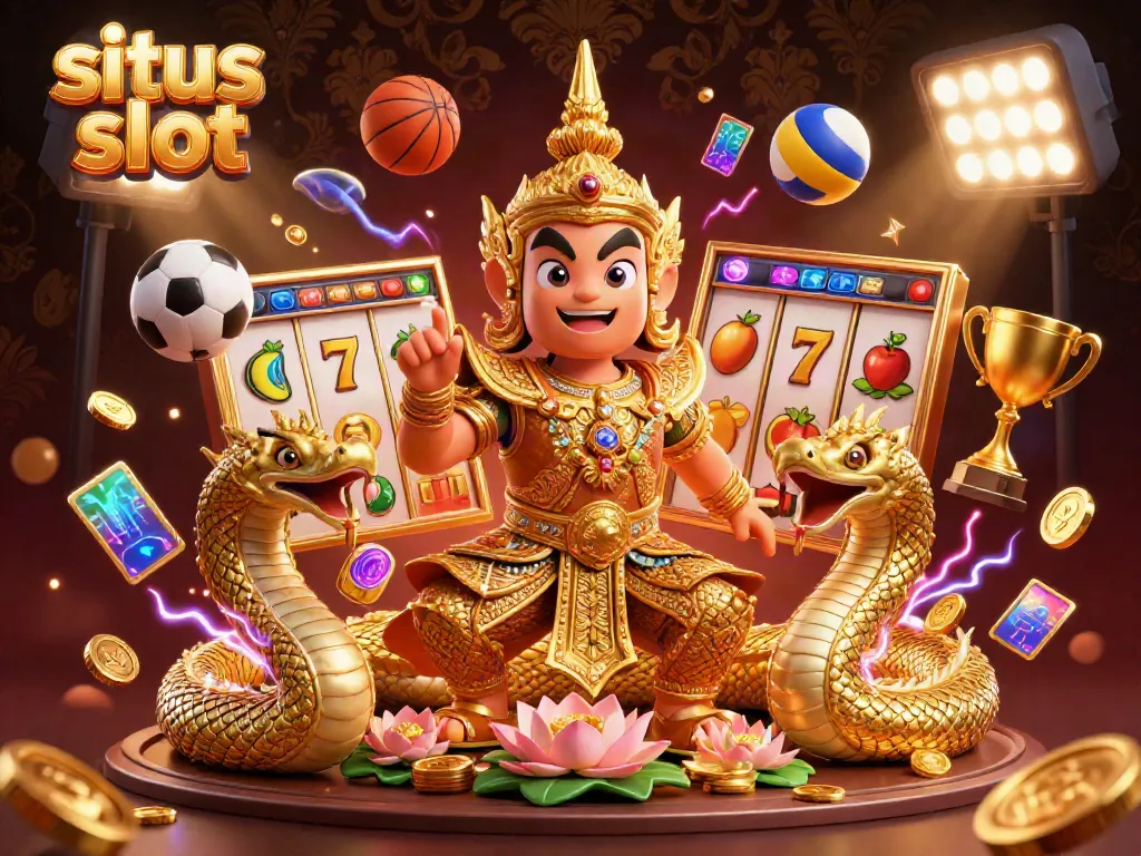 Experience exhilarating gameplay at situs slot with vibrant 3D visuals of guardians and jackpot elements.