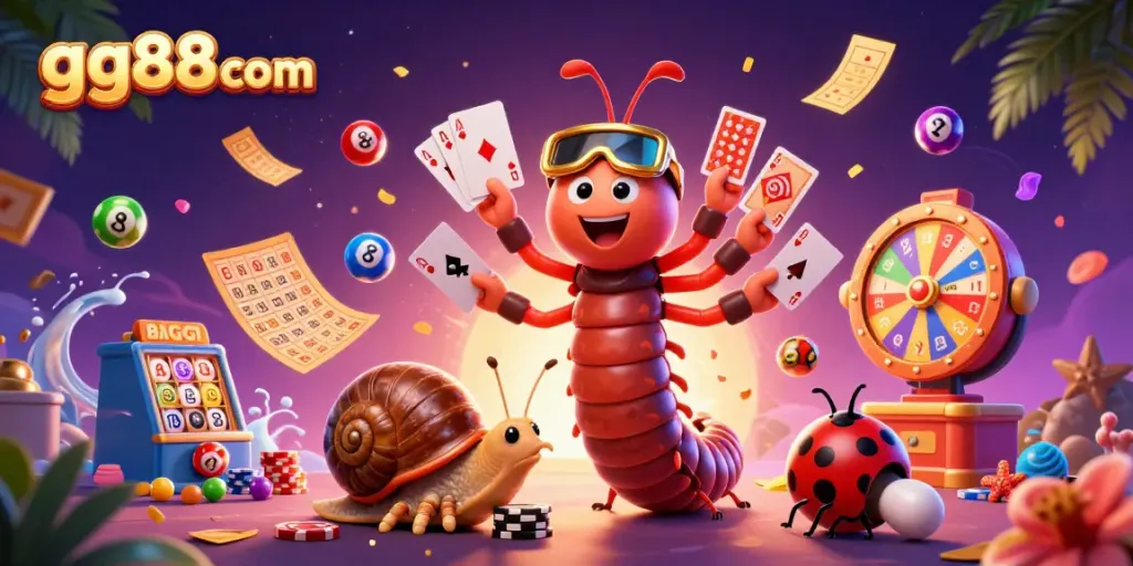 Engage with the vibrant gg88com casino scene featuring a millipede dealer and exciting game elements.