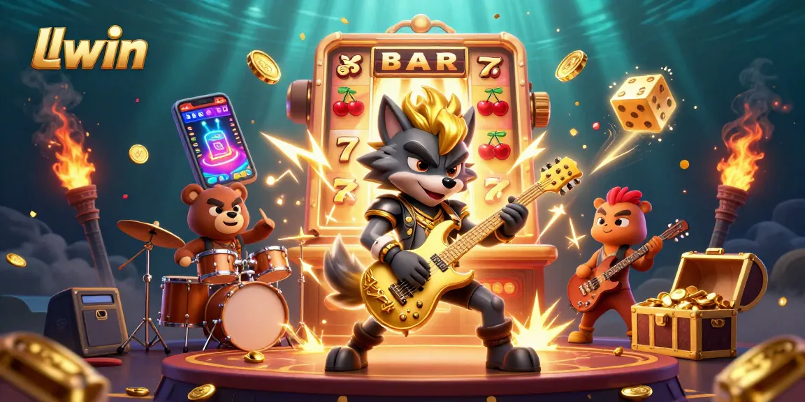 Spin to win with llwin as the rock star wolf and drummer bear rock the casino stage!