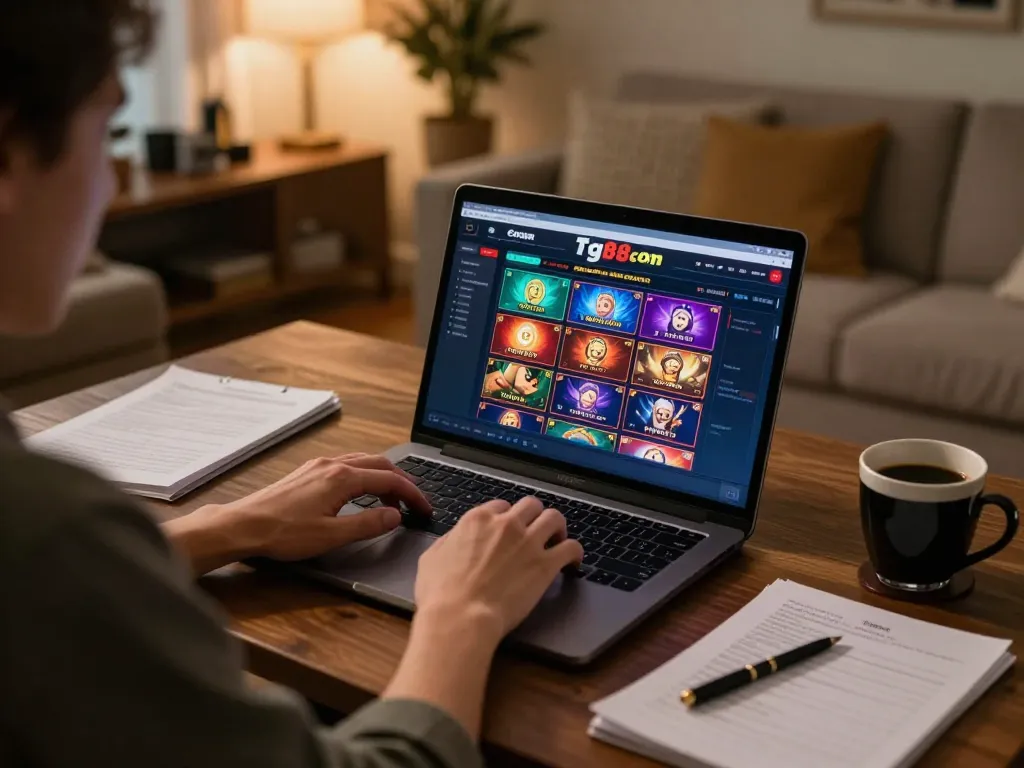 Person engaged in online gaming at tg88 com with strategic notes and cozy ambiance.