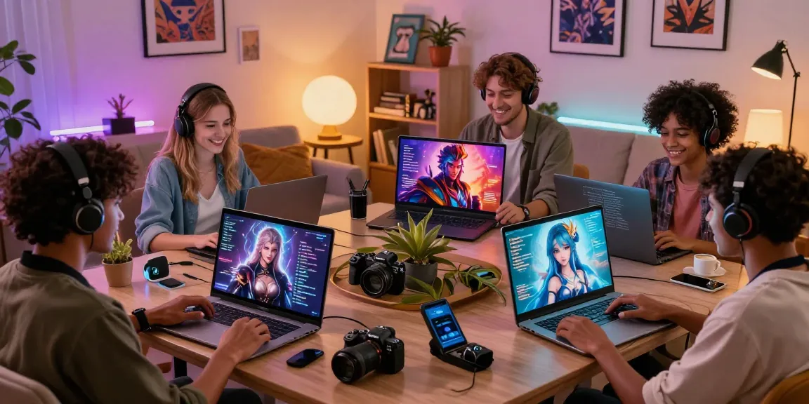 Interactive scene showcasing users engaged with their NSFW character AI companions in a vibrant, modern environment.