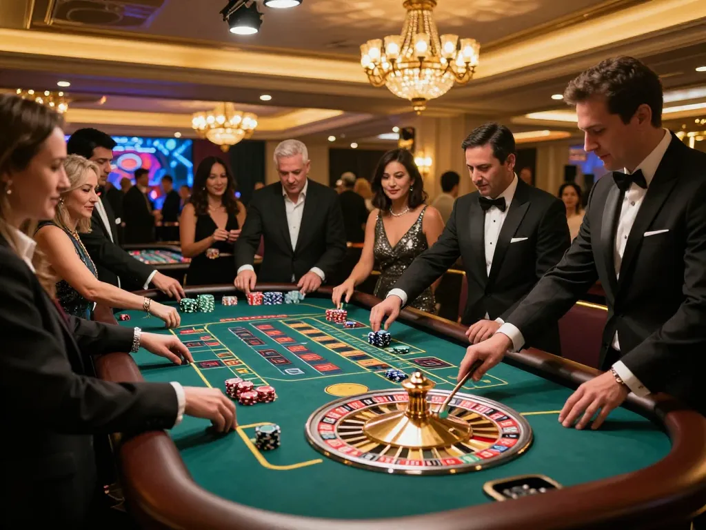Dynamic roulette action at FABET COM casino, captivating players with spinning wheel and colorful chips