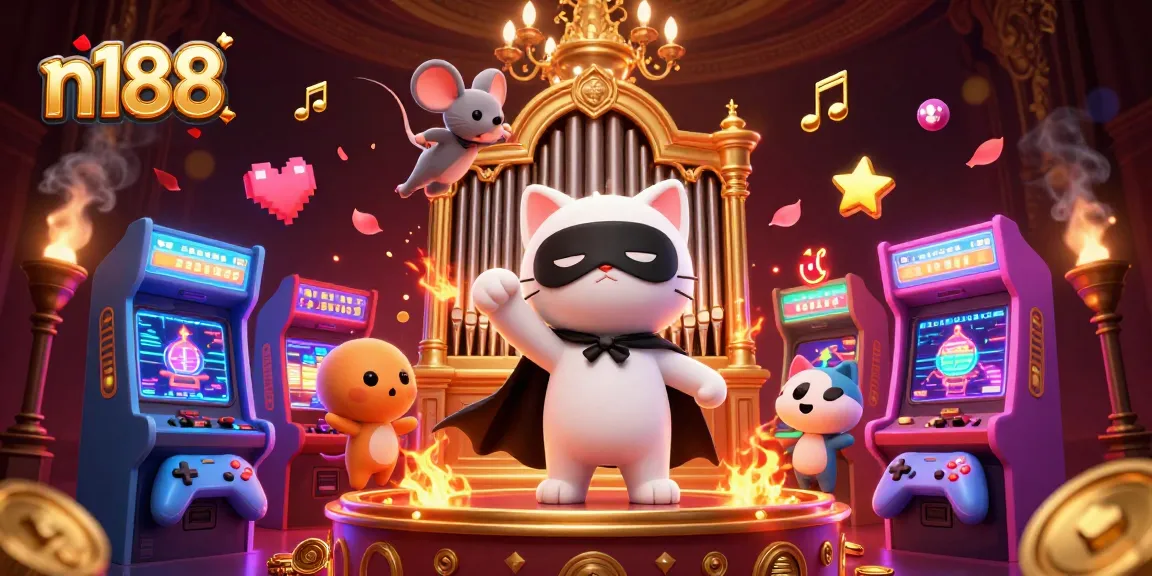 Engage with n188's vibrant casino gaming experience, highlighted by unique characters and dynamic game elements.