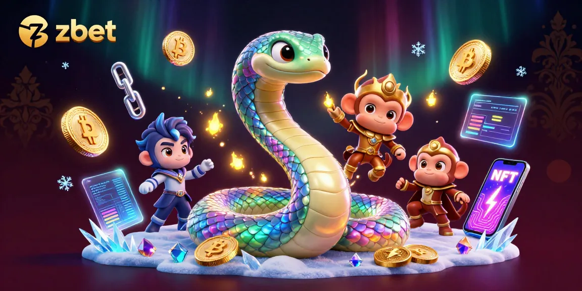 Engage with the zbet platform as the rainbow serpent and monkey king celebrate crypto betting.