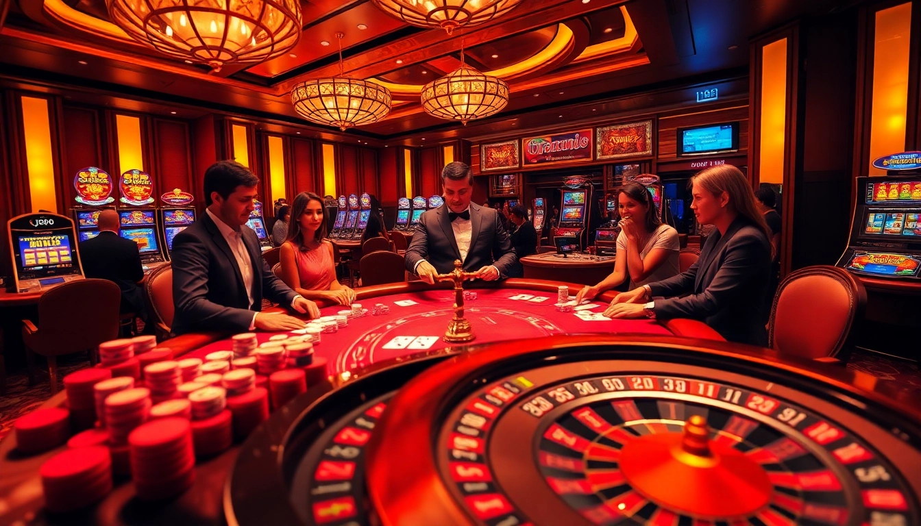Players enjoying thrilling poker action at J88 casino table with vibrant, luxurious settings.
