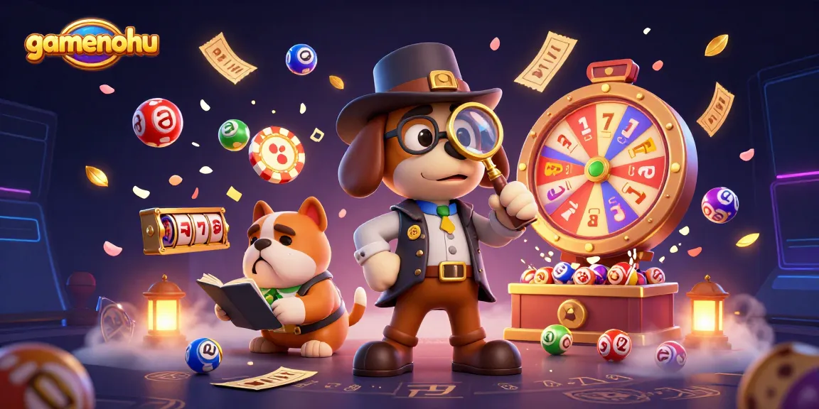 Experience gamenohu with vibrant lottery elements and detective characters in a vibrant casino scene.
