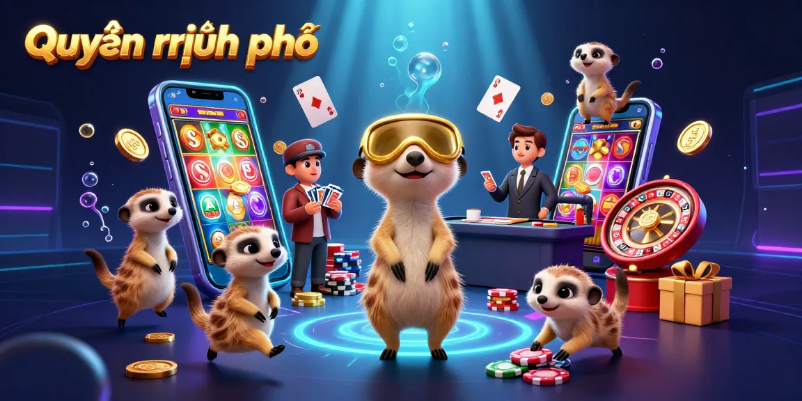 Experience Quyền riêng tư in this vibrant casino scene featuring playful meerkats and exciting game elements.