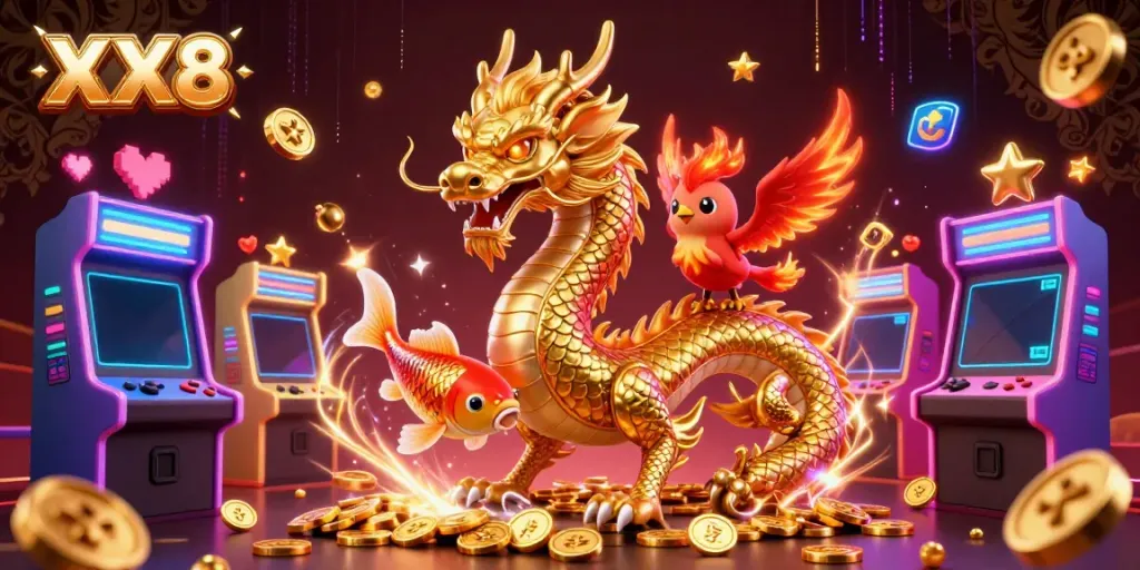 Engage with XX8's thrilling dragon and phoenix scene as you explore rich casino adventures.