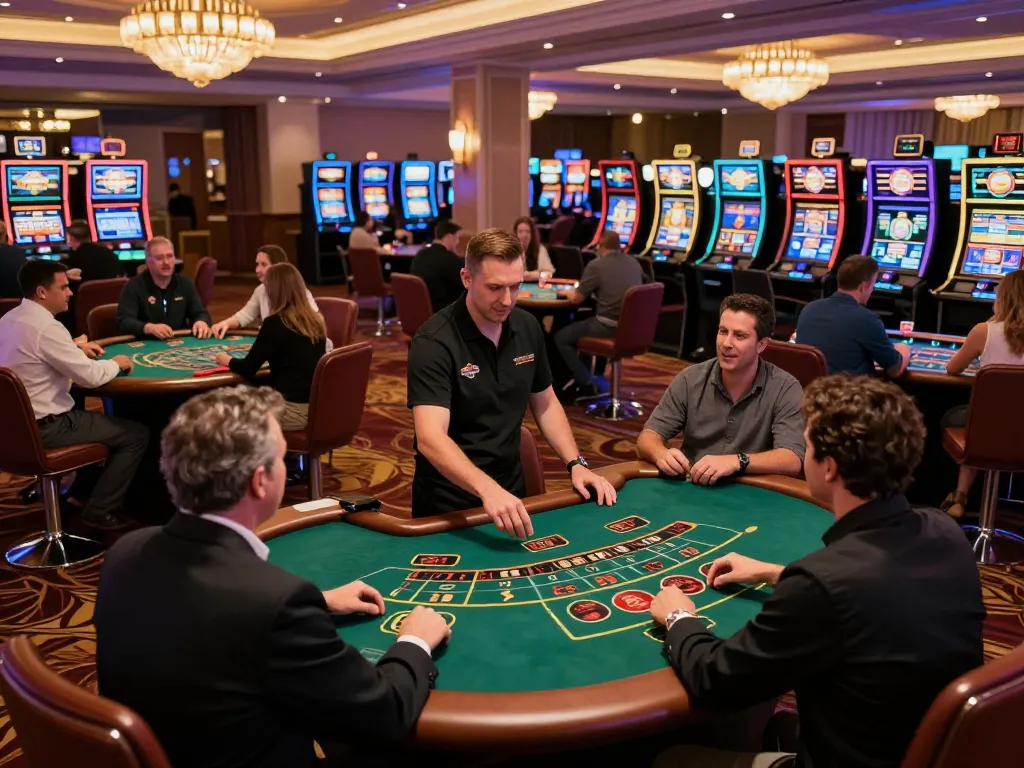 Players enjoying blackjack at go88 casino with lively atmosphere and elegant decor.