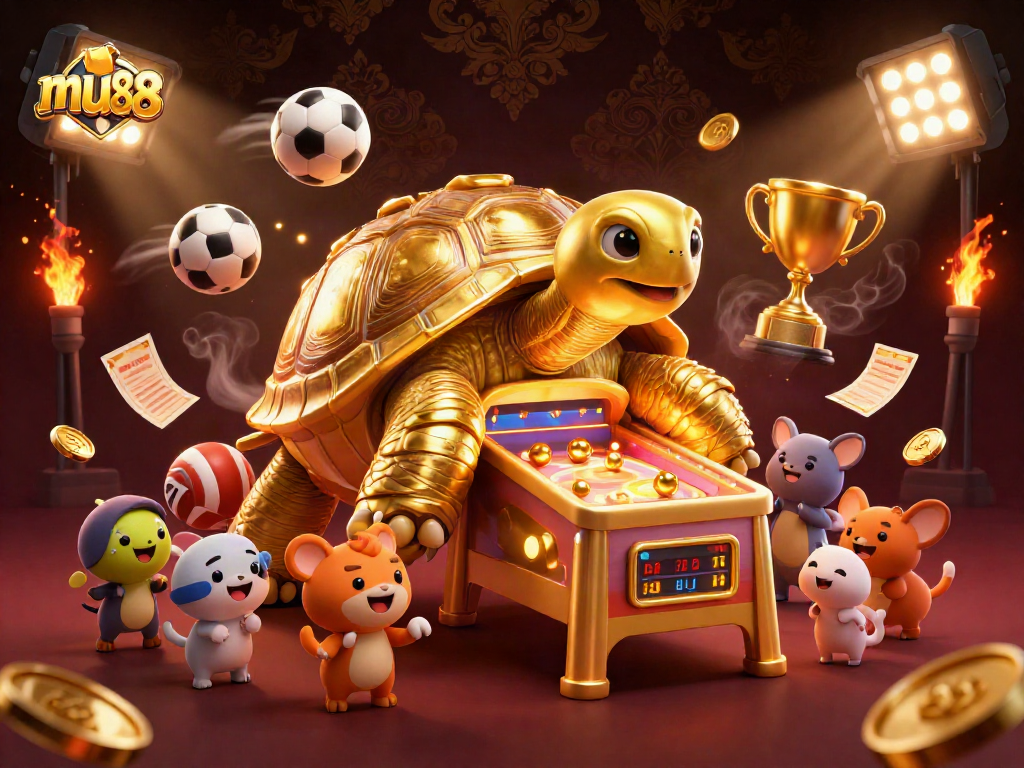Engage in thrilling sports betting excitement with mu88's vibrant illustration.