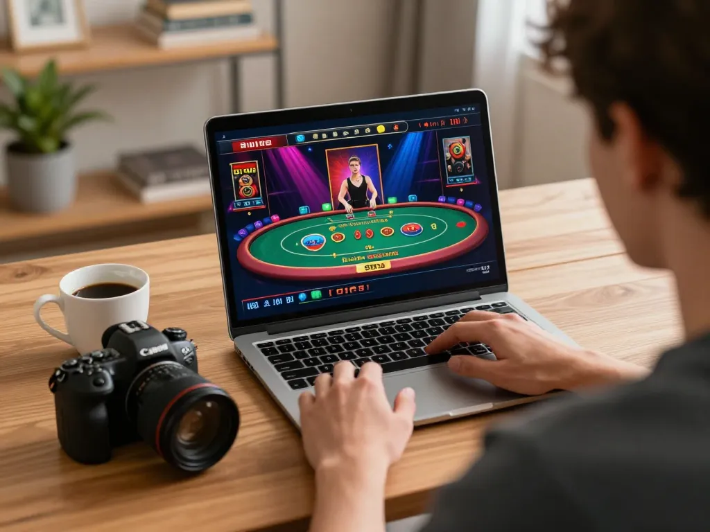 Engaging in online gaming tại loto188 from a cozy home setup with vibrant visuals.