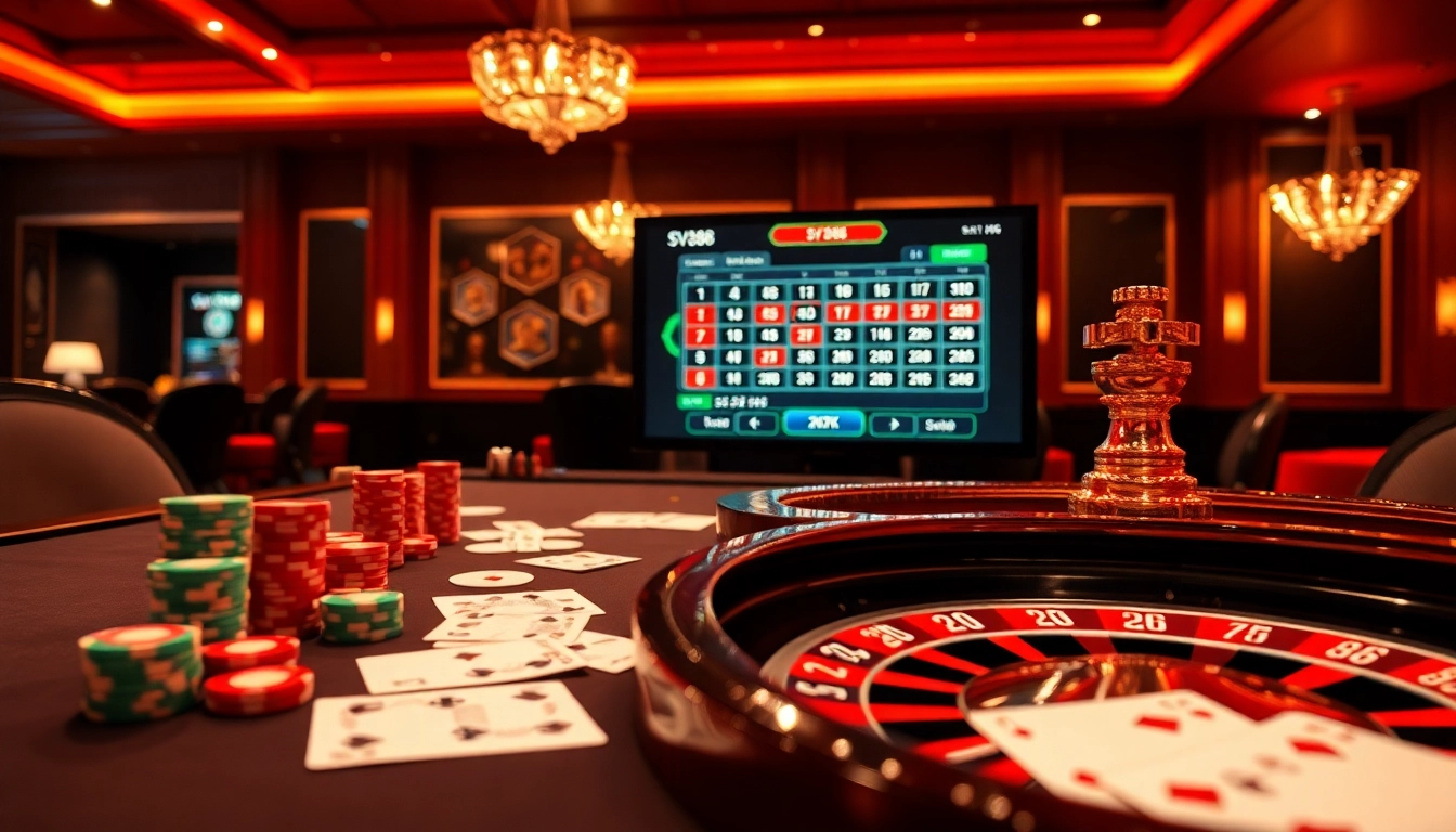 Engaging SV388 online betting scene showcasing vibrant casino elements and a luxurious atmosphere.