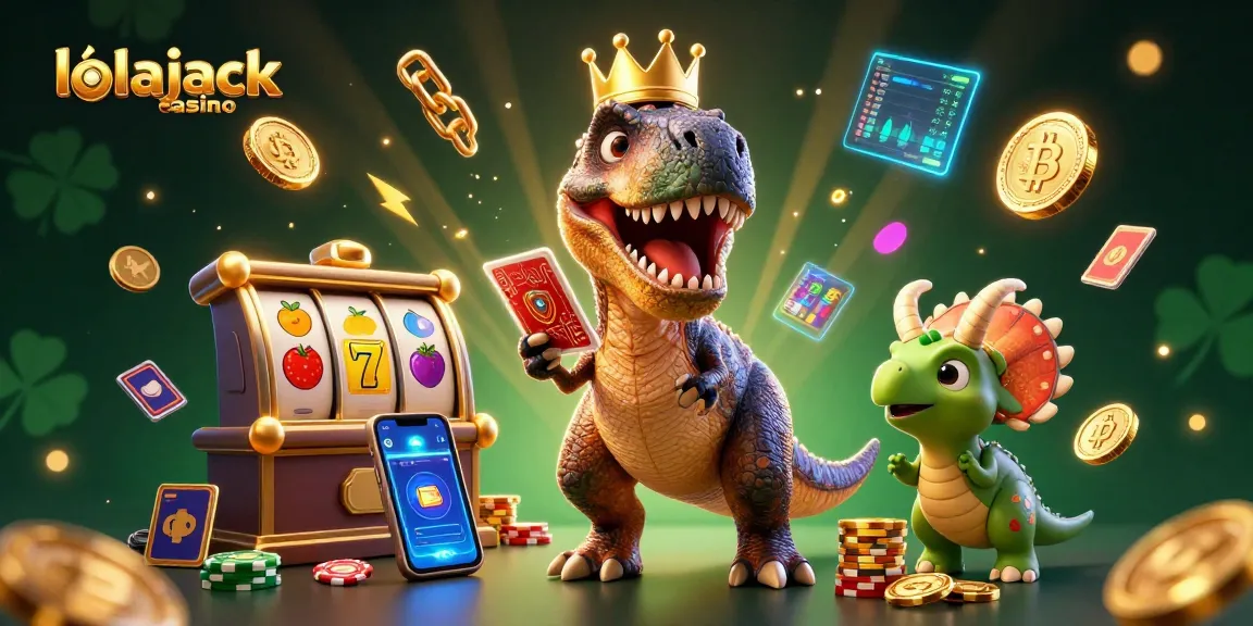 Engage with exciting games at lolajack casino featuring vibrant characters stacked with chips and cards.