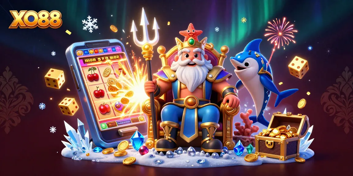 Engaging XO88 gaming scene featuring a cartoon king and dynamic casino elements for online players