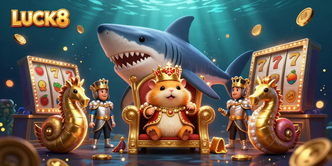Experience thrilling LUCK8 gaming with a golden hamster king and dynamic slot elements.