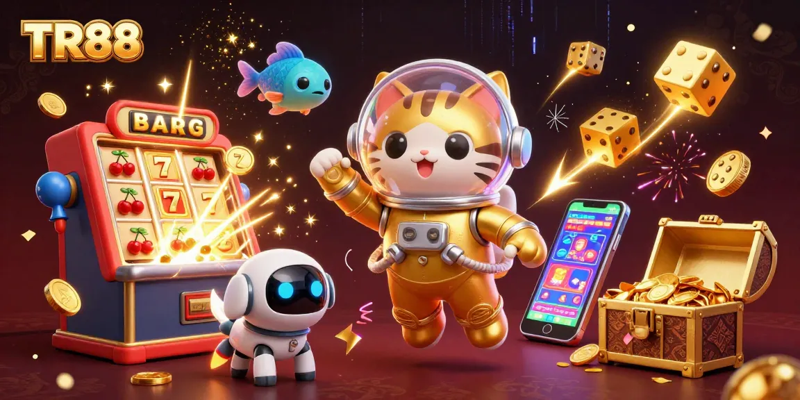 Spin the TR88 slot reels to win big! A vibrant illustration of a cosmic casino adventure.