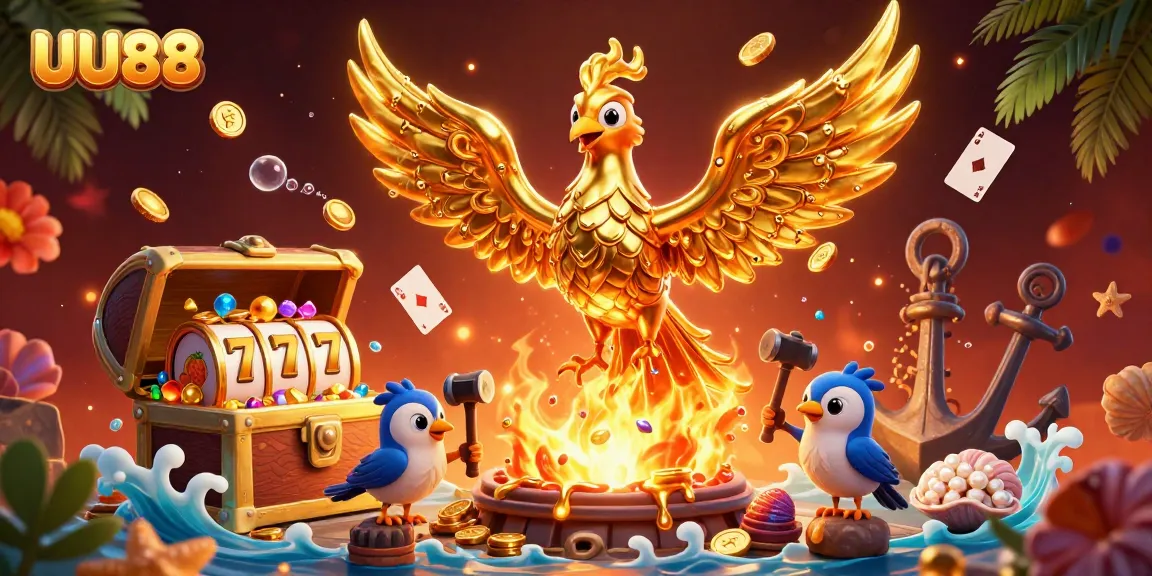 Experience UU88's vibrant casino world with molten phoenix and dynamic gaming action.